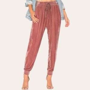 Young Fabulous & Broke Ollie Pink Velvet Jogger 🛍️